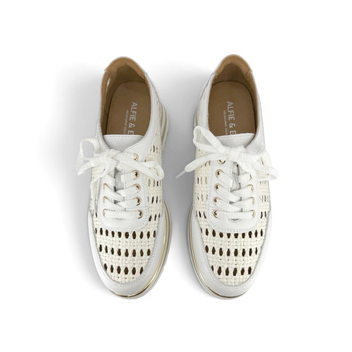 Alfie and Evie - Hip Hop White Leather and Raffia