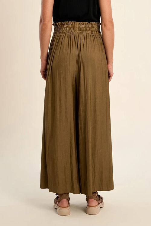 MOLLY  BRACKEN WOVEN WIDE LEG PANTS KHAKI TF113EP