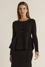 Fate + Becker - VALE  Peplum Cardigan - Black