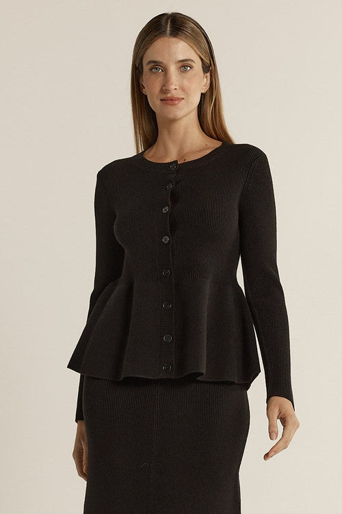 Fate + Becker - VALE  Peplum Cardigan - Black
