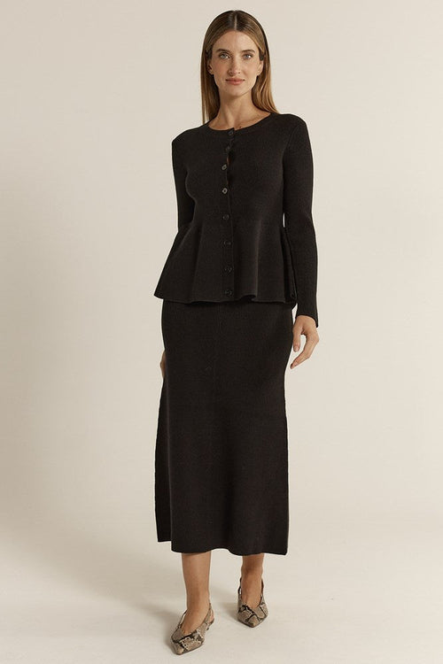 Fate + Becker - VALE  Peplum Cardigan - Black