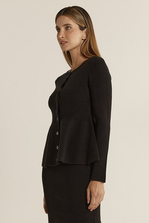 Fate + Becker - VALE  Peplum Cardigan - Black