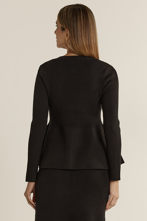 Fate + Becker - VALE  Peplum Cardigan - Black