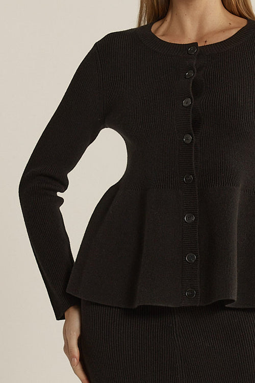 Fate + Becker - VALE  Peplum Cardigan - Black