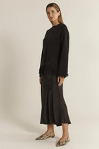 Fate + Becker - ANYA Bias Cut Skirt in Black