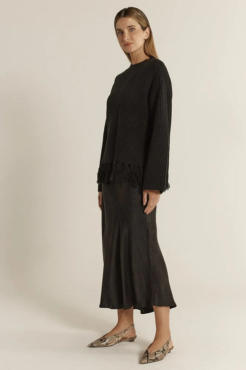 Fate + Becker - ANYA Bias Cut Skirt in Black