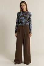 SASS -ROAN Pleat Front Pant - Chocolate