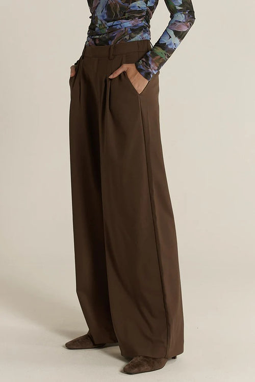 SASS -ROAN Pleat Front Pant - Chocolate
