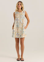 SASS - REO Button Shift Dress - Warfarer Print