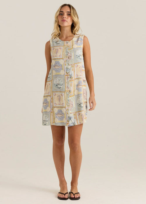 SASS - REO Button Shift Dress - Warfarer Print