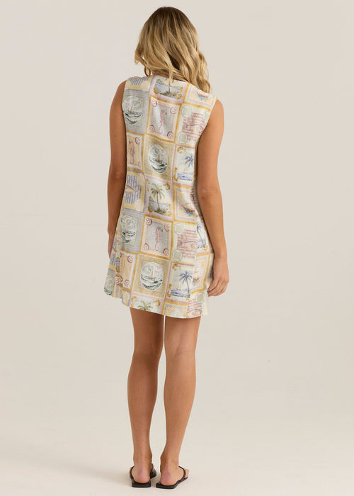 SASS - REO Button Shift Dress - Warfarer Print