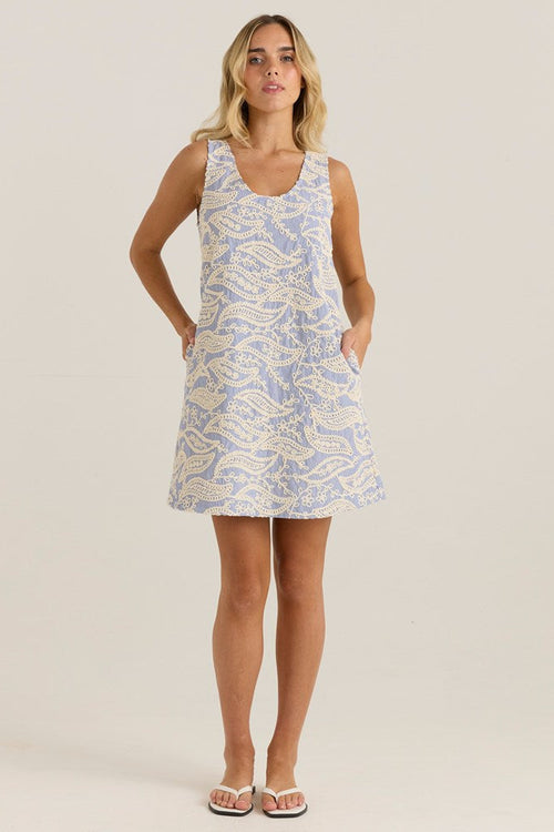 SASS - KAIA Shift Dress - Blue/White