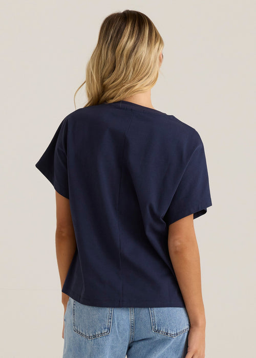 SASS - MIRA Crochet Tee Shirt - Navy