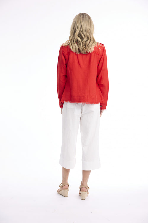 Orientique - Linen Blend Jacket in Red