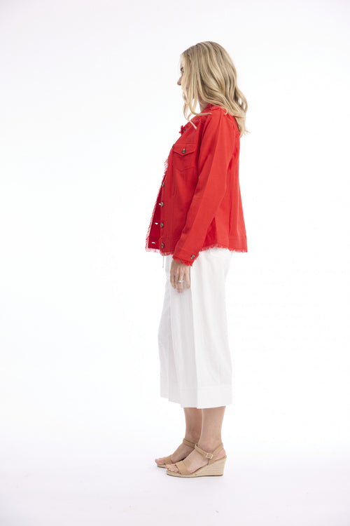 Orientique - Linen Blend Jacket in Red