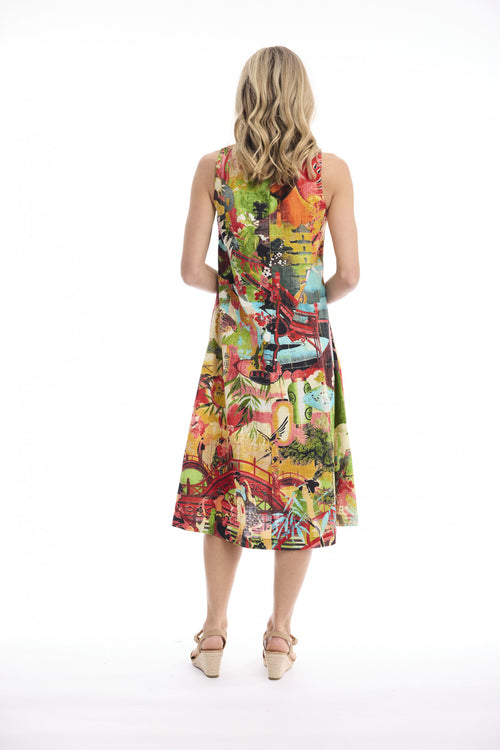 Orientique - Jardin Exotique Dress Midi Sleeveless