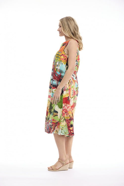 Orientique - Jardin Exotique Dress Midi Sleeveless