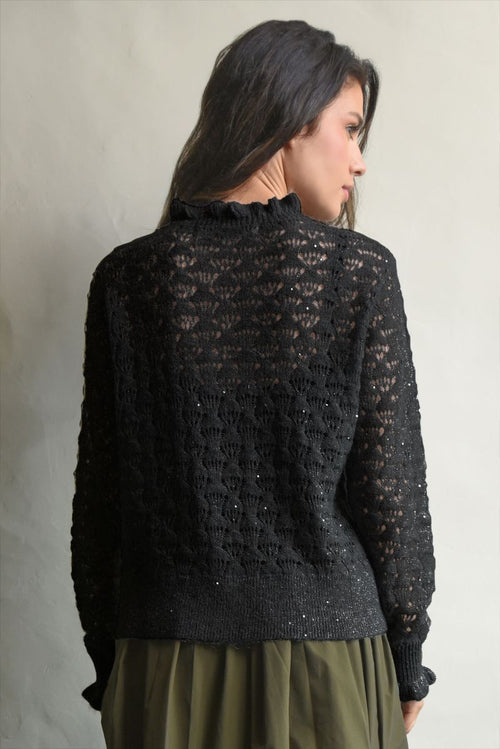 COOP - Ruffle Up Cardigan in Black