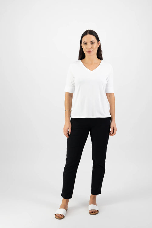 VASSILLI 4264 V Neck Top - White
