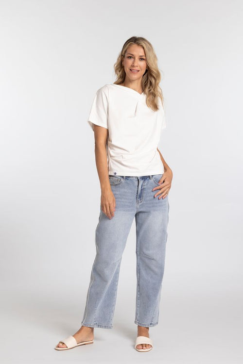 Moss - Rouched Tee in White