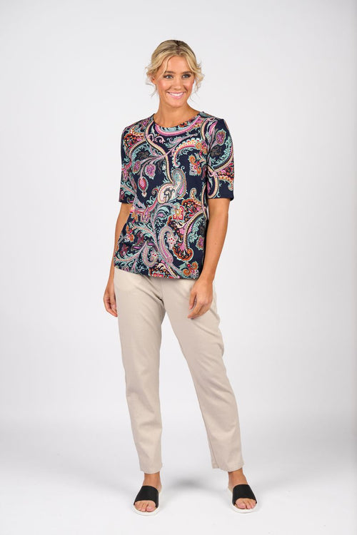 VASSALLI - Persia 3/4 sleeve round neck top