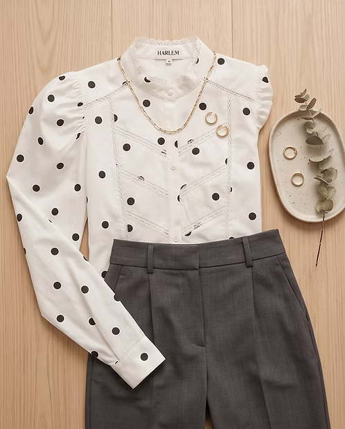Harlem - LETITIA Blouse - White/Black Spot