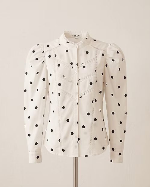 Harlem - LETITIA Blouse - White/Black Spot