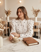 Harlem - LETITIA Blouse - White/Black Spot