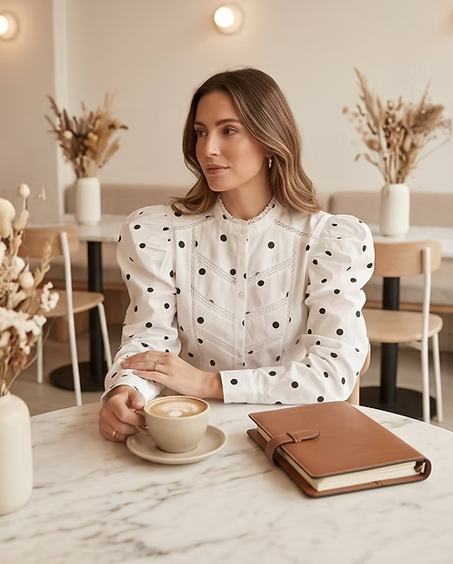 Harlem - LETITIA Blouse - White/Black Spot