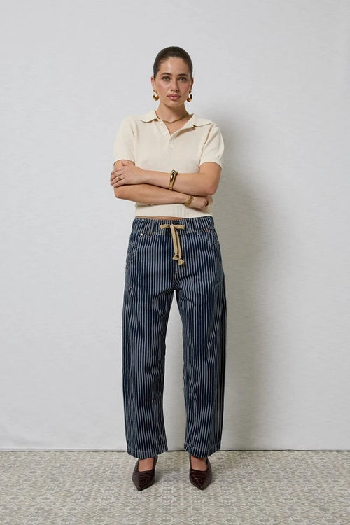 Dricoper - Active Indigo Stripe Barrel Jean