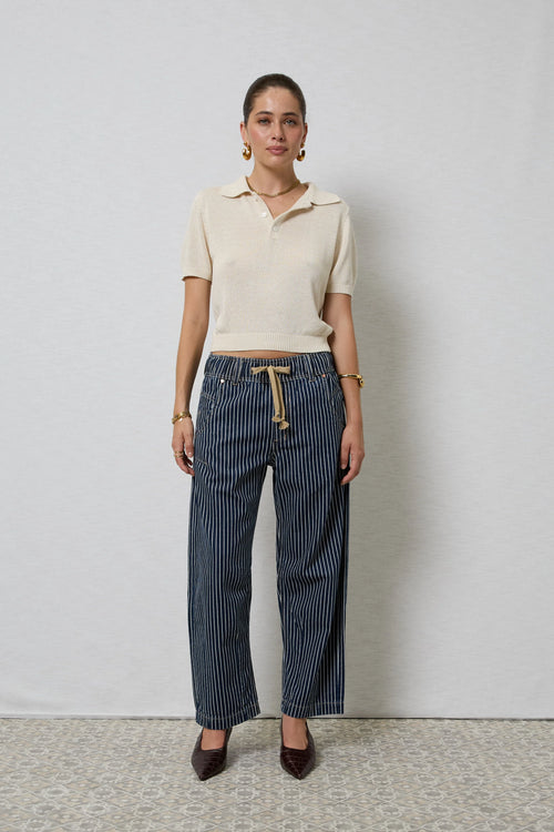 Dricoper - Active Indigo Stripe Barrel Jean