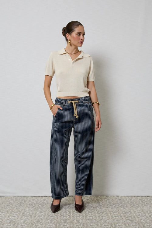 Dricoper - Active Indigo Stripe Barrel Jean