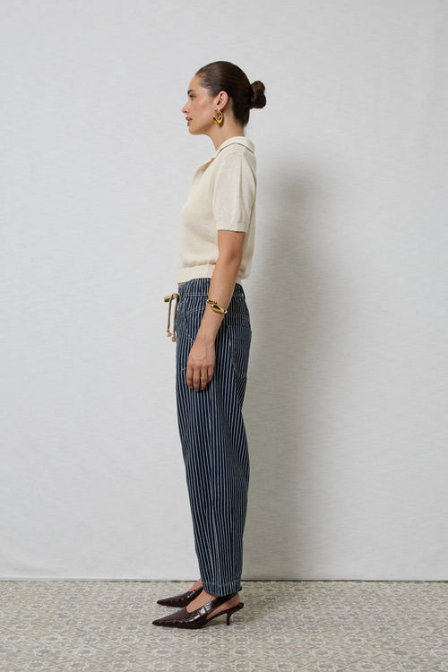 Dricoper - Active Indigo Stripe Barrel Jean