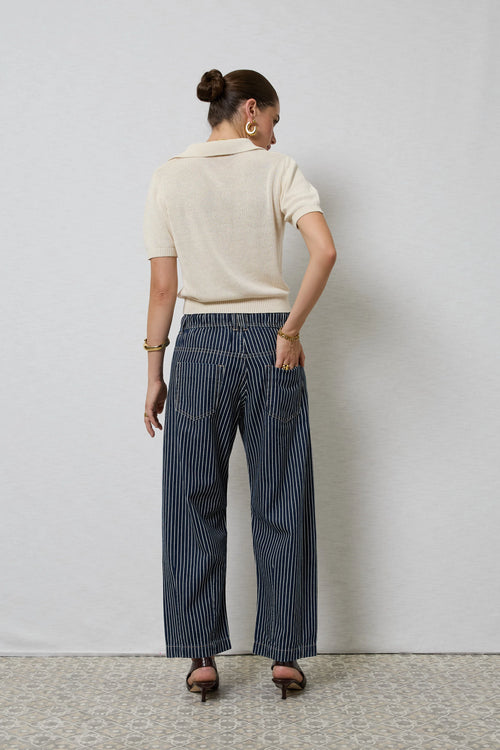 Dricoper - Active Indigo Stripe Barrel Jean