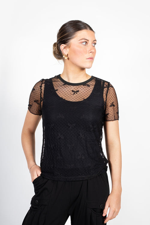 Antler - BOW MESH Top - Black