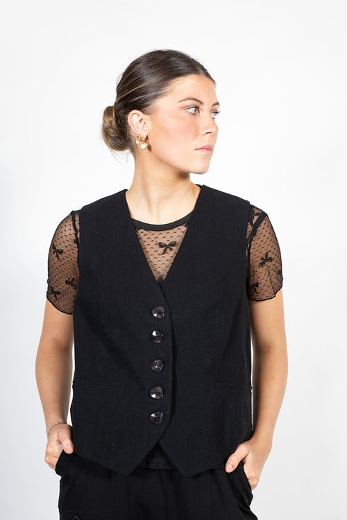 Antler - BOW MESH Top - Black