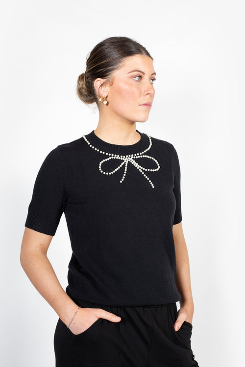 Antler - BOW'TIFUL Knit Top - Black
