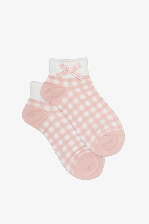Antler - Check Ankle Sock - Pink/White