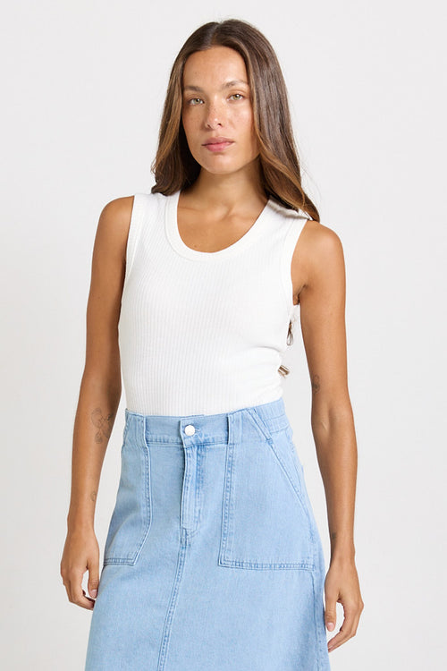 Betty Basics - Francis Rib Tank in White