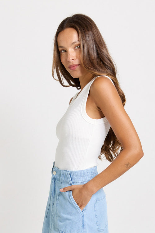 Betty Basics - Francis Rib Tank in White
