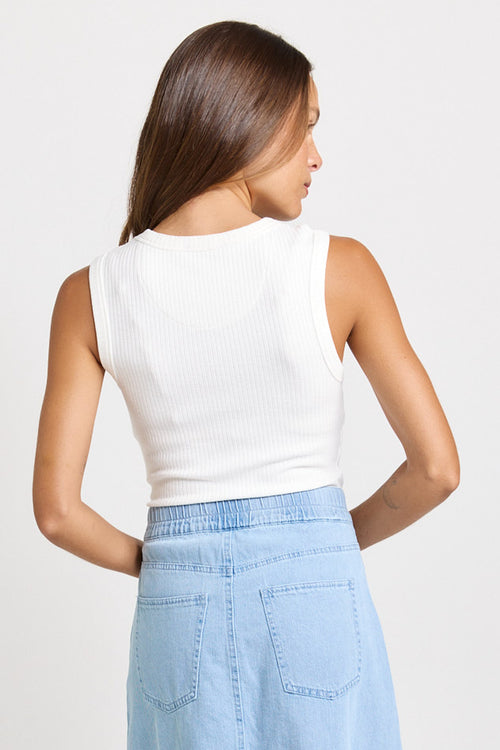 Betty Basics - Francis Rib Tank in White