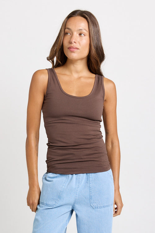 Betty Basics - Emma Scoop Tank in Chocolate