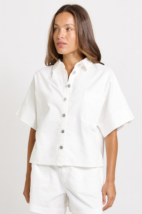 Betty Basics - Dawn Denim Shirt in White