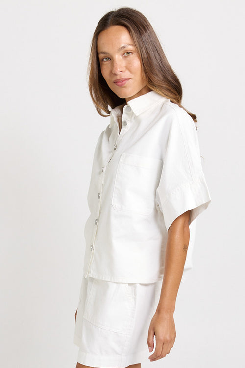 Betty Basics - Dawn Denim Shirt in White