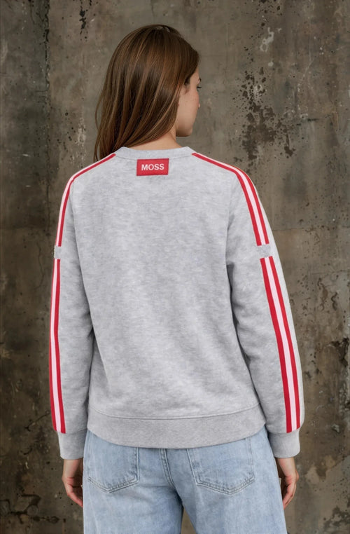 MOSS - BIANCA Sweatshirt - Gray Marle/Red