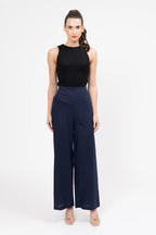 Seeking Lola ESSENTIAL WIDE LEG FULL LENGTH PANT -NAVY