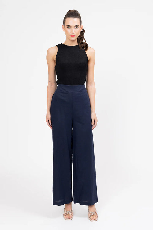 Seeking Lola ESSENTIAL WIDE LEG FULL LENGTH PANT -NAVY