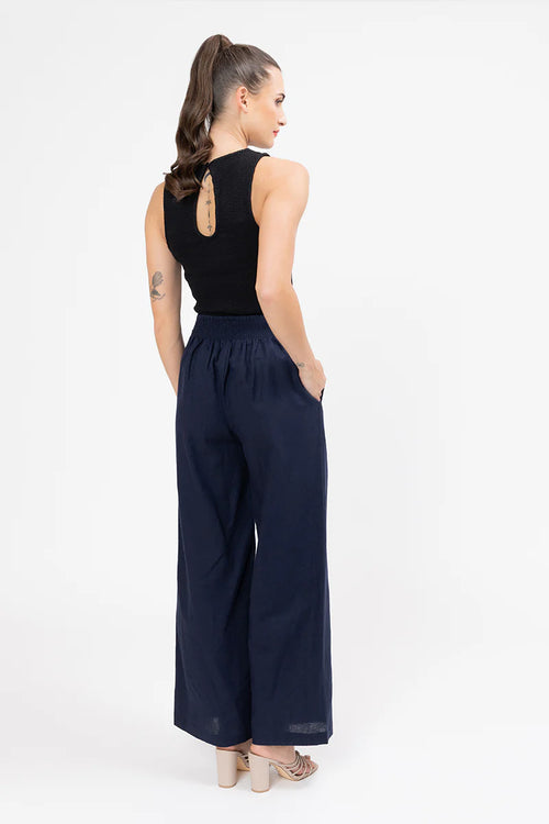 Seeking Lola ESSENTIAL WIDE LEG FULL LENGTH PANT -NAVY