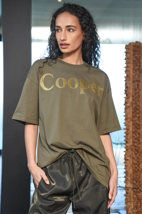 Cooper - Tick Flocked T-Shirt in Olive
