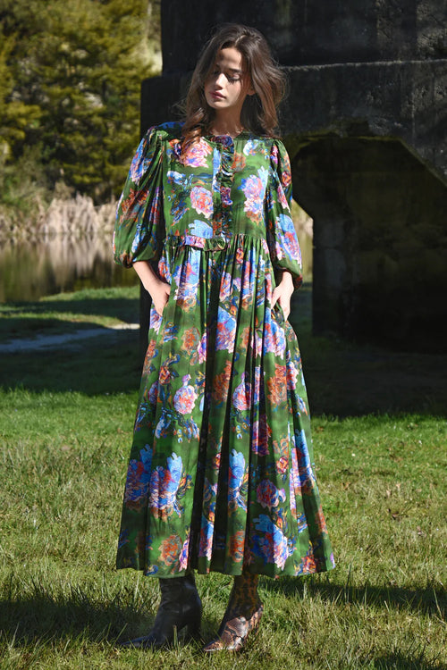 COOP - FLORAL FLAIR Dress - Brush Strokes Green